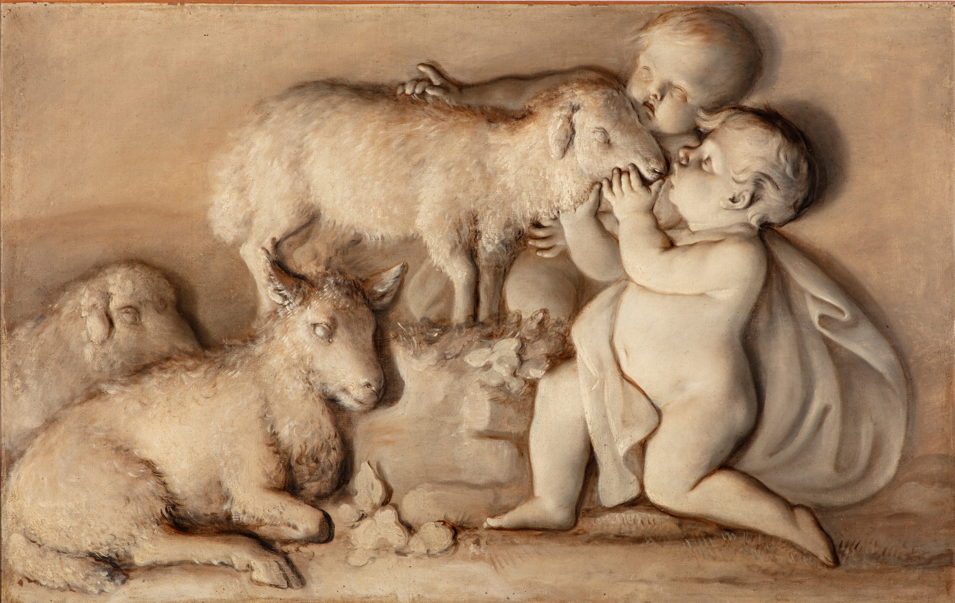 Scuola Francese, Secolo XVIII - Gioco di Putti con Capra; Gioco di Putti con Pecore