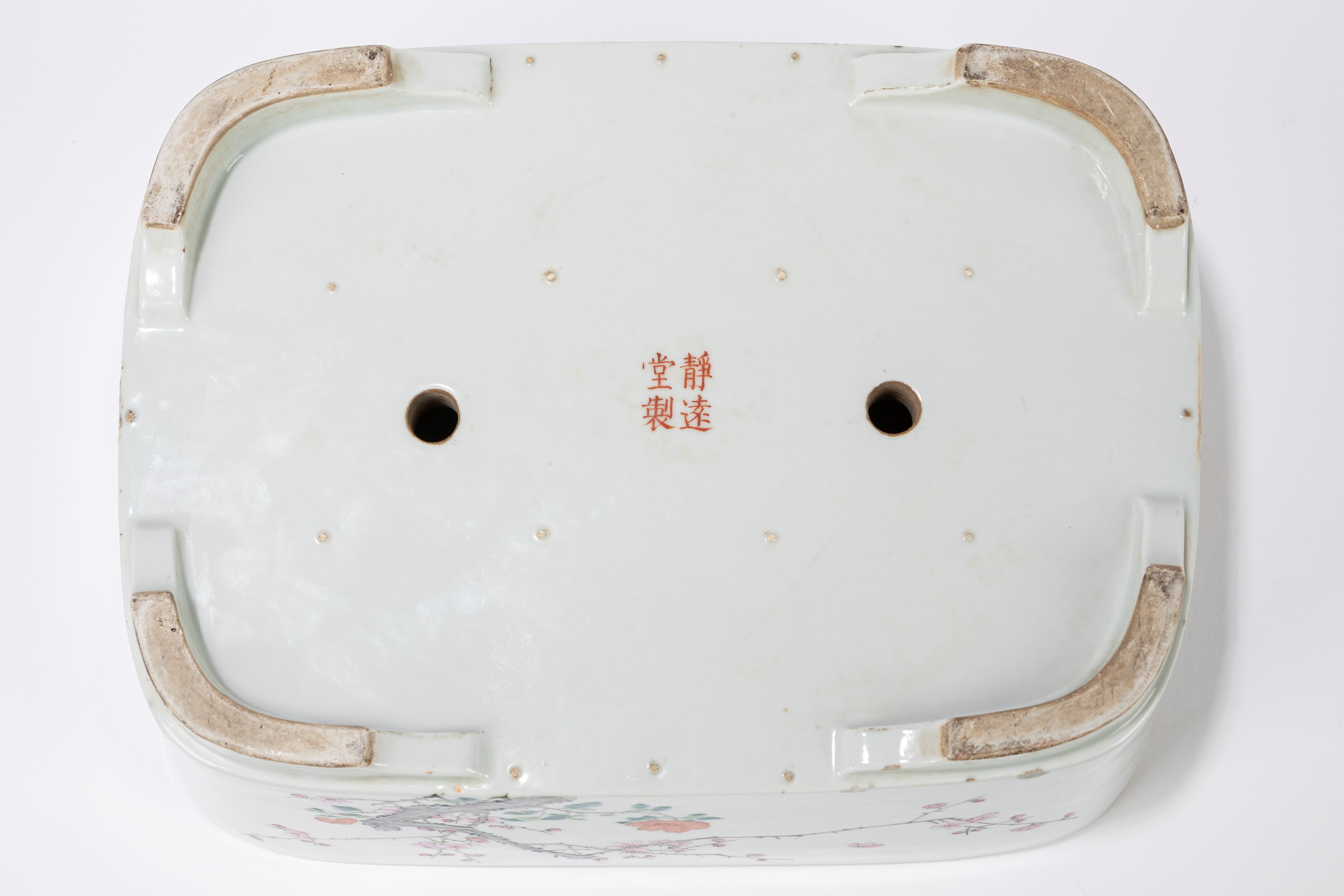 Jardiniere rettangolare in porcellana famiglia rosa