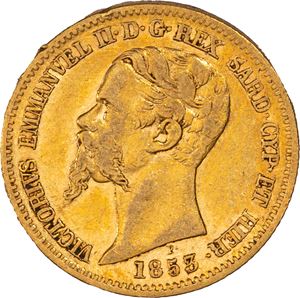 Regno di Sardegna, Vittorio Emanuele II, 20 lire, 1853, Genova