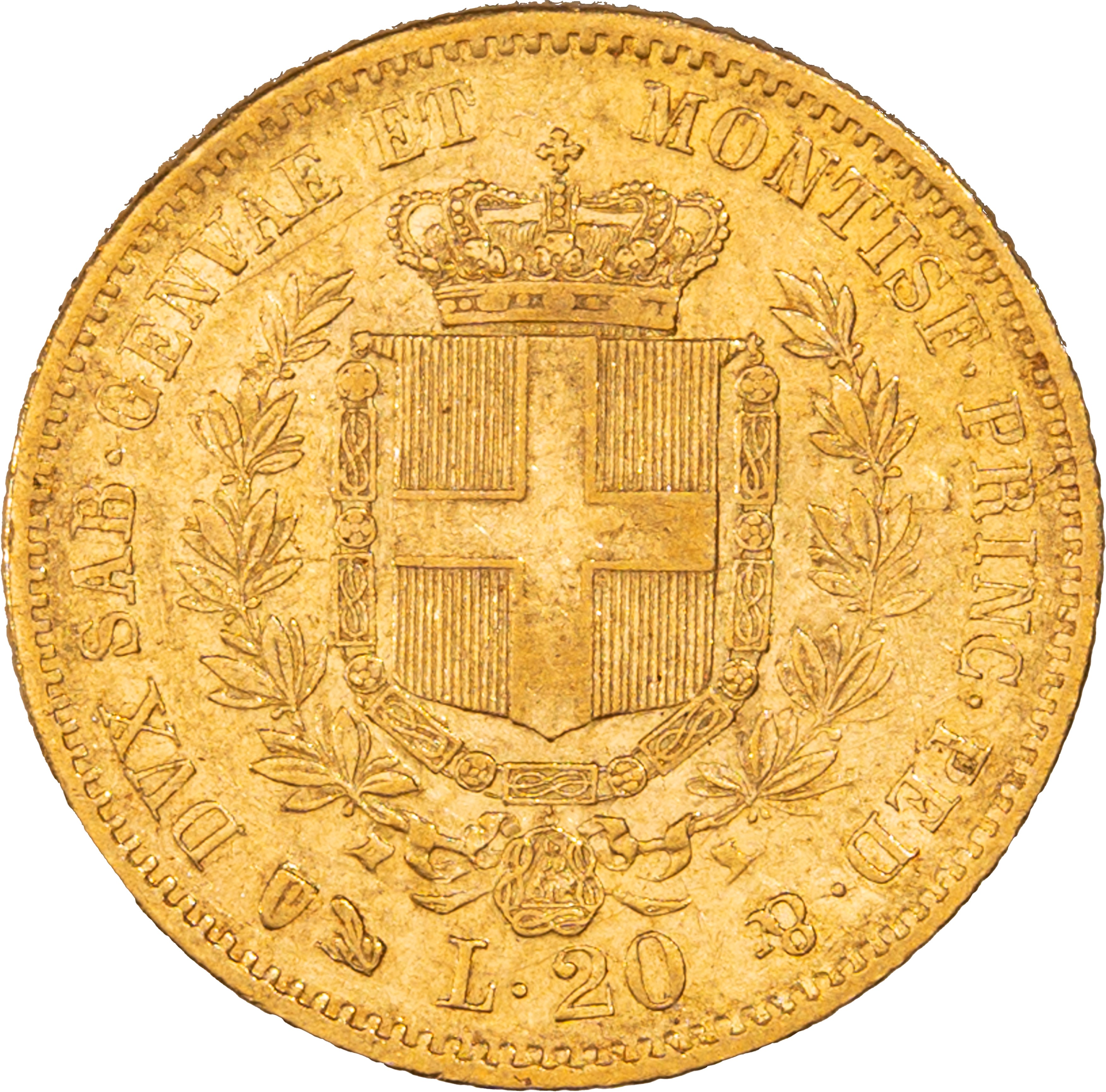 Regno di Sardegna, Vittorio Emanuele II, 20 lire, 1858, Genova