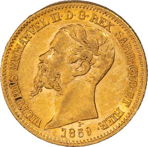 Regno di Sardegna, Vittorio Emanuele II, 20 lire, 1859, Genova