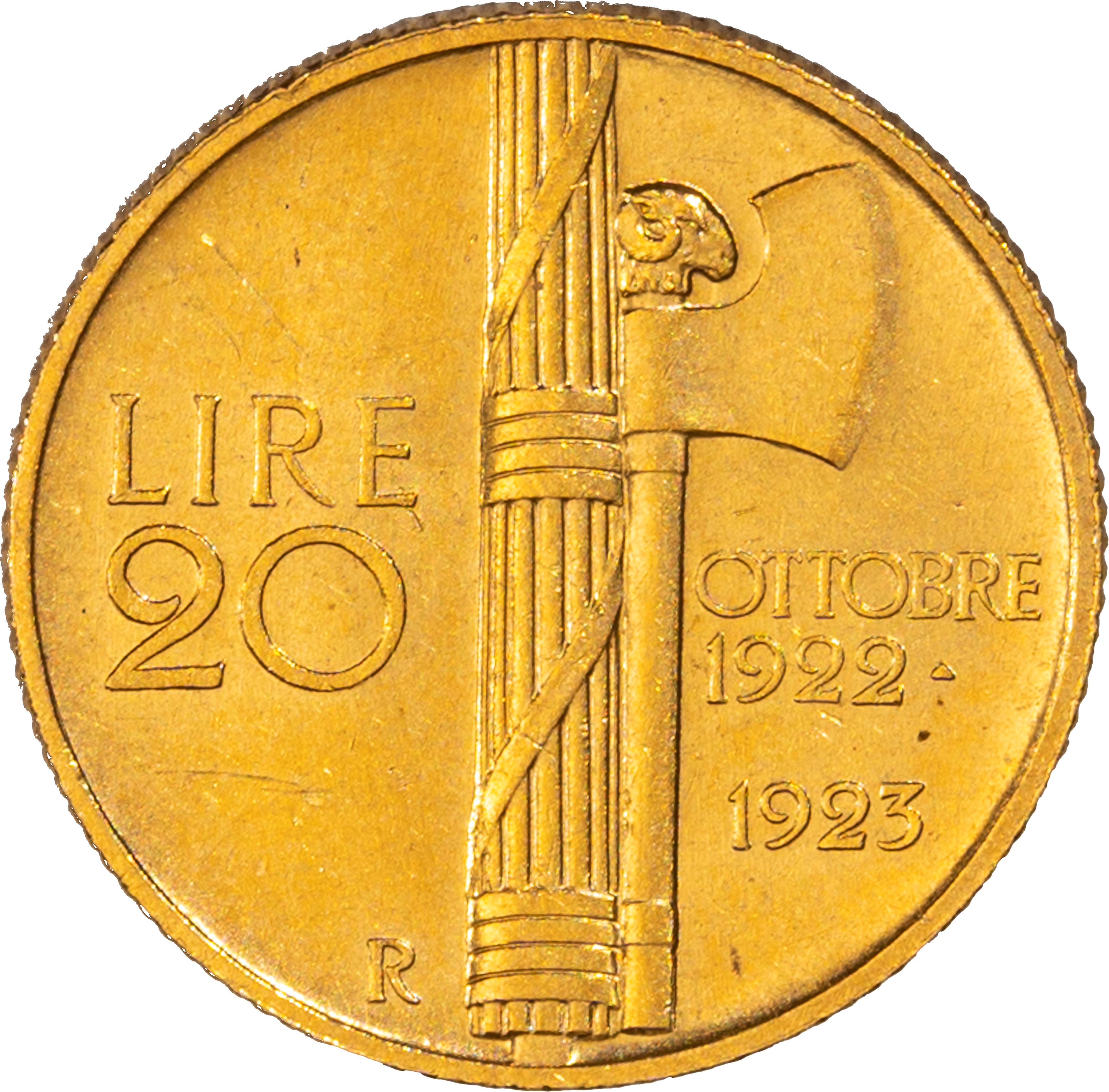Regno d'Italia, Vittorio Emanuele III, 20 lire, 1923, Roma,1 anniversario marcia su Roma