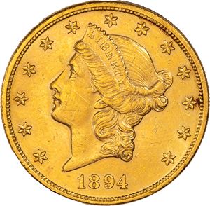 Stati Uniti d'America, 20 dollari, Liberty Head - Double Eagle, IN·GOD·WE·TRUST, 1894, Philadelphia