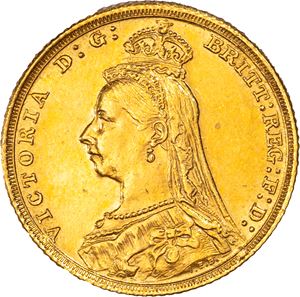 Gran Bretagna -  Territori Britannici d'oltre mare e dipendenze delle Corona, Regina Vittoria - Giubileo - III tipo, 1 sterlina (Sovrana), 1888, Londra