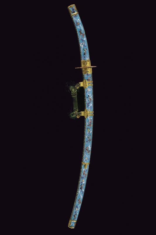 Koshirae per tachi, Giappone, 1880 circa, in cloisonné con draghi