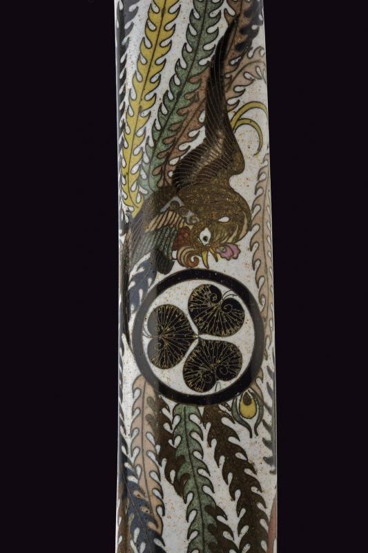 Koshirae per Tachi, Giappone, circa 1880, smalto policromo