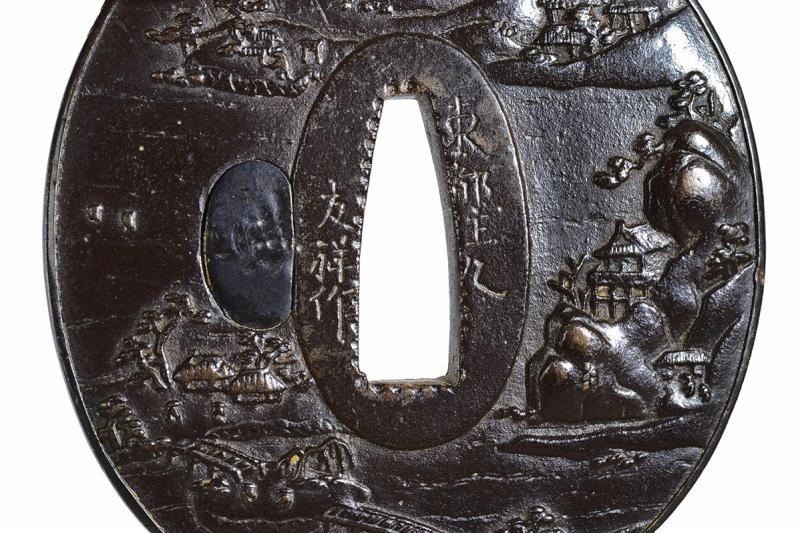 Tsuba, ferro, Japan, periodo Edo (1603-1867), 7 x 7.6 cm