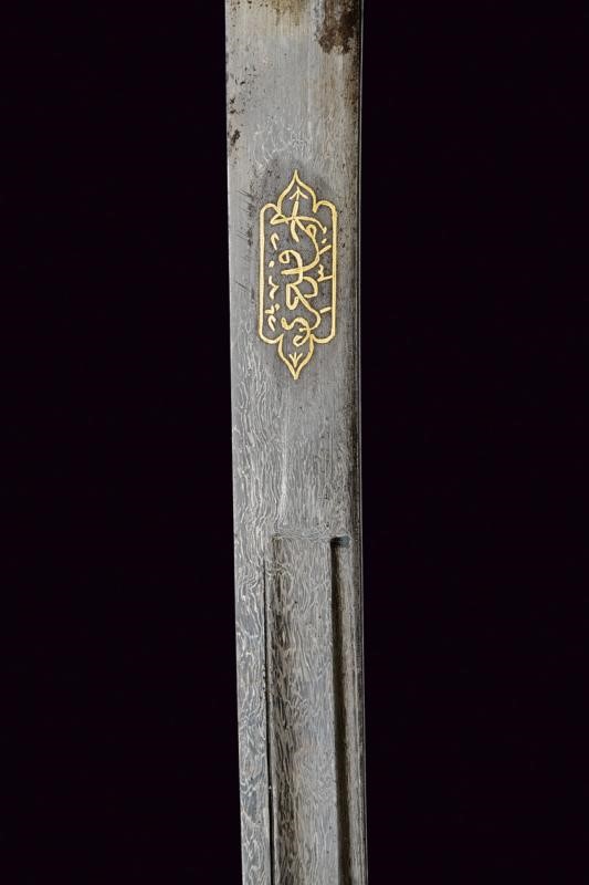 Shamshir, spada damascata in argento, Impero Ottomano, Fine XVIII - Inizio XIX Secolo