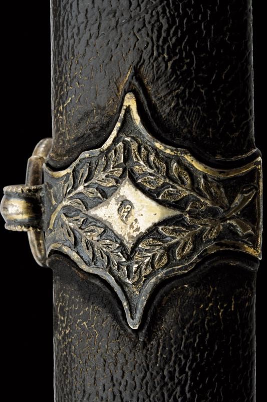 Shamshir, spada damascata in argento, Impero Ottomano, Fine XVIII - Inizio XIX Secolo
