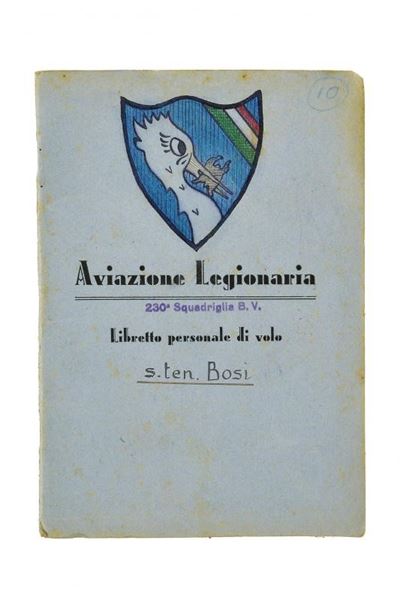 Libretto di volo del Sottotenente Bosi, Aviazione Legionaria, Spagna, 1939