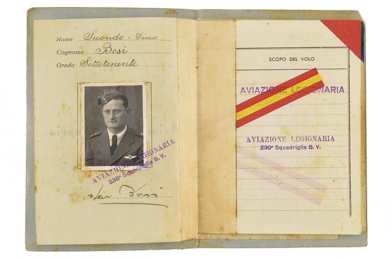 Libretto di volo del Sottotenente Bosi, Aviazione Legionaria, Spagna, 1939
