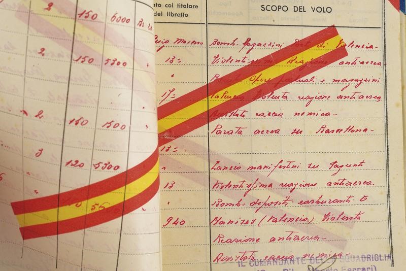Libretto di volo del Sottotenente Bosi, Aviazione Legionaria, Spagna, 1939