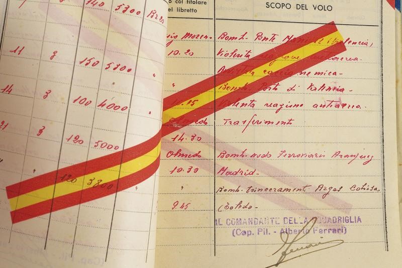 Libretto di volo del Sottotenente Bosi, Aviazione Legionaria, Spagna, 1939