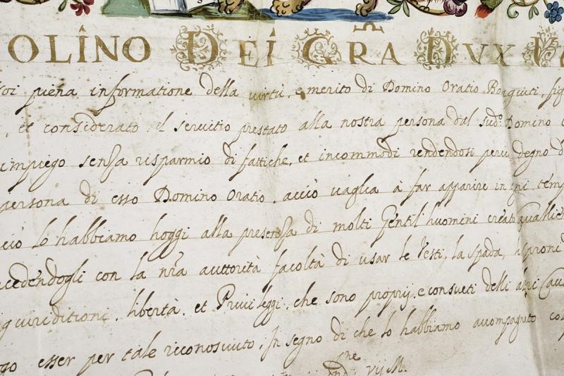 Francesco Molino, Nomina a Cavaliere di San Marco, Pergamena dipinta, metà del XVII secolo