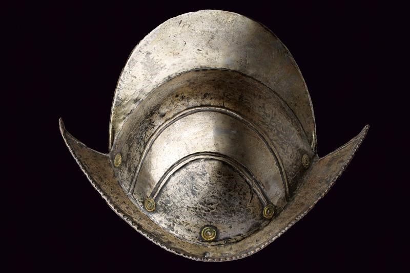 Morione, coppo in ferro del 1600 circa, Germania del Sud