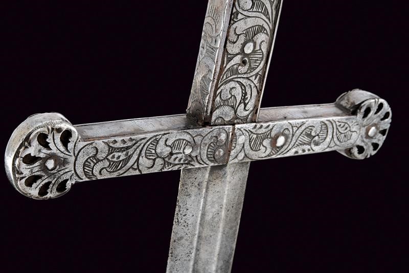 Spada, lama dritta a due fili con fornimento a croce