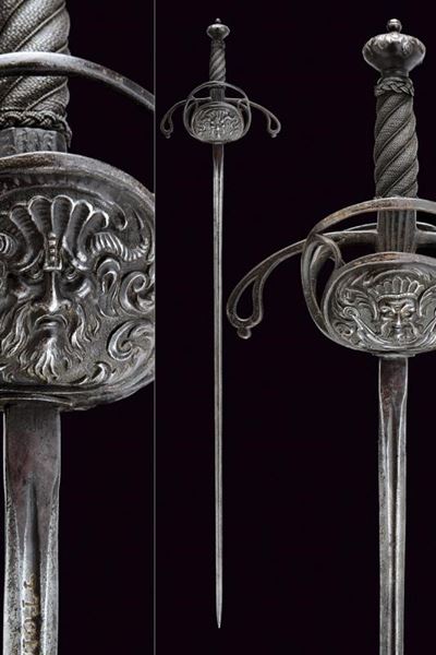 Spada da lato con fornimento intagliato, Italia settentrionale, circa 1640