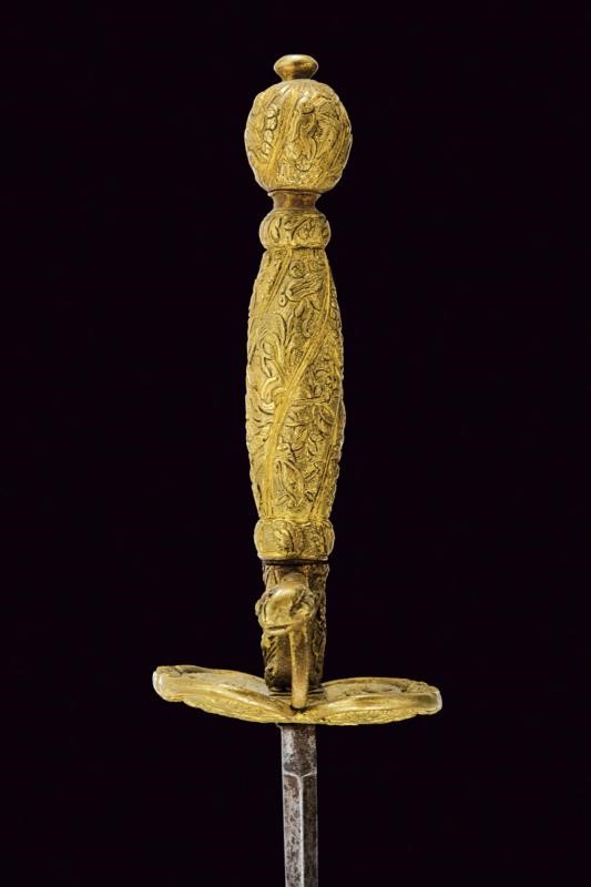 Spadino, lama dritta di sezione esagonale con decorazioni in ottone, Francia, fine XVIII secolo