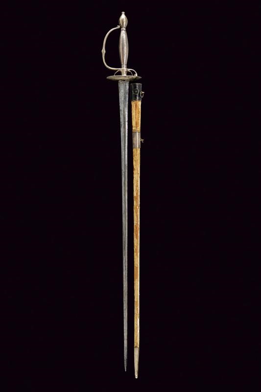 Spadino con fornimenti in argento, Europa, fine del XVIII Sec., lunghezza 91 cm