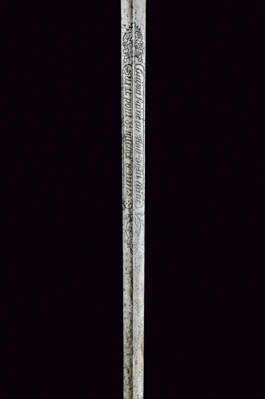 Spadino con dedica, ferro, lunghezza 88 cm, Francia, fine XVIII secolo