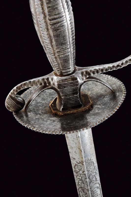 Spadino con dedica, ferro, lunghezza 88 cm, Francia, fine XVIII secolo