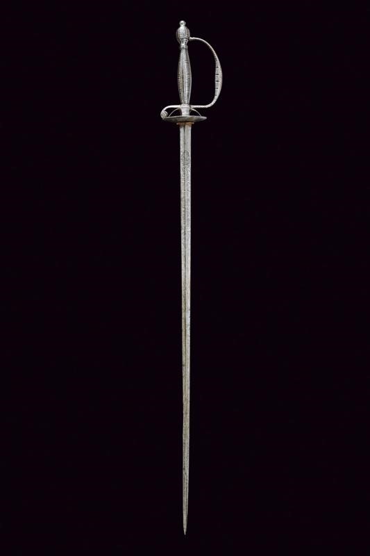 Spadino con dedica, ferro, lunghezza 88 cm, Francia, fine XVIII secolo