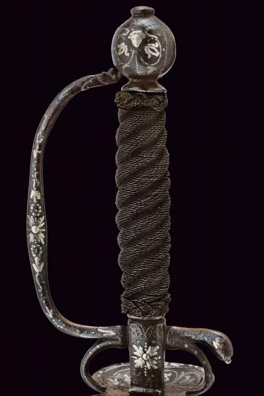 Spadino da paggio ageminato in argento, Europa, 1700 circa