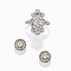 Lot of 18K white gold and diamond jewels