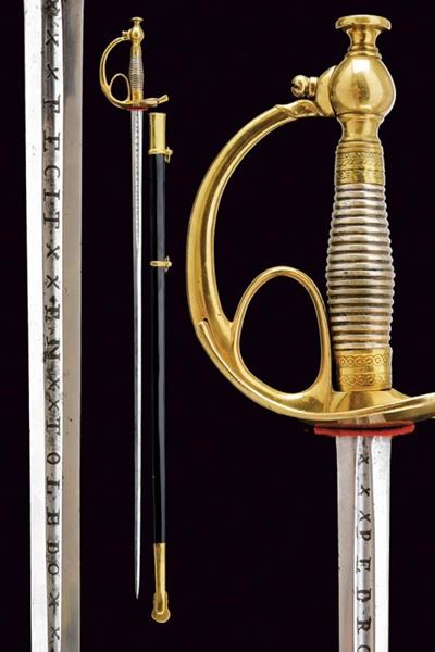 Spada da ufficiali Mod. 1833 'Albertina', Regno di Sardegna, lunghezza 97.5 cm, prima metà del XI...