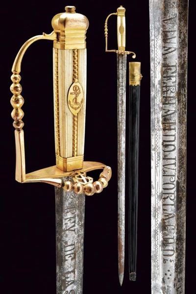 Spada di marina per alto ufficiale, Regno di Napoli, 1810 circa