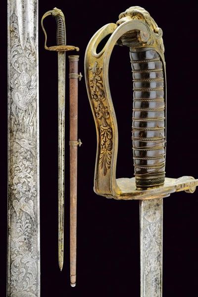 Spada da ufficiale subalterno della Guardia Civica, modello 1847, Stato Pontificio
