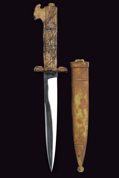 Pugnale 'Fideliter', metallo bruno, lunghezza 28,8 cm, Italia, secondo quarto del XX Secolo
