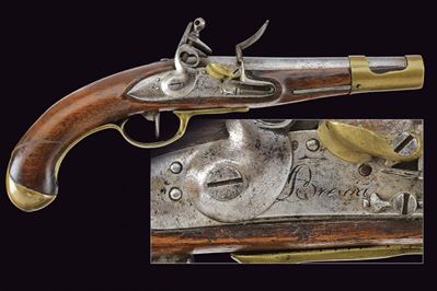 Pistola a pietra focaia da cavalleria, tecnica Brescia, lunghezza 35,5 cm, primo quarto del XIX s...