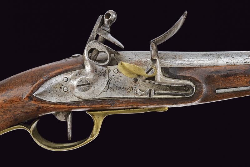 Pistola a pietra focaia da cavalleria, tecnica Brescia, lunghezza 35,5 cm, primo quarto del XIX s...