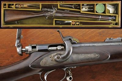 Calisher & Terry, Rara carabina a retrocarica modello Terry con sistema in cassetta, 1860 circa