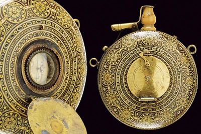 Fiasca da polvere con bussola, Germania, 1620 circa