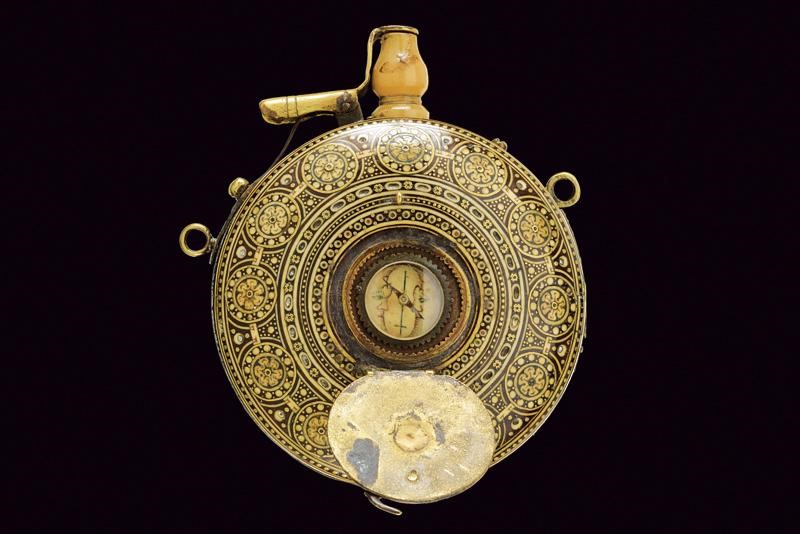 Fiasca da polvere con bussola, Germania, 1620 circa