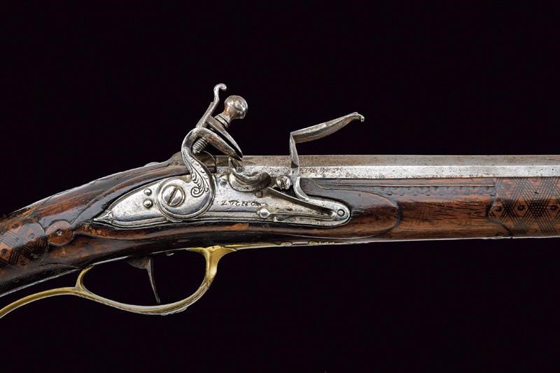 Fucile a pietra focaia da caccia, firmato L. Zugno, Brescia, fine XVIII secolo