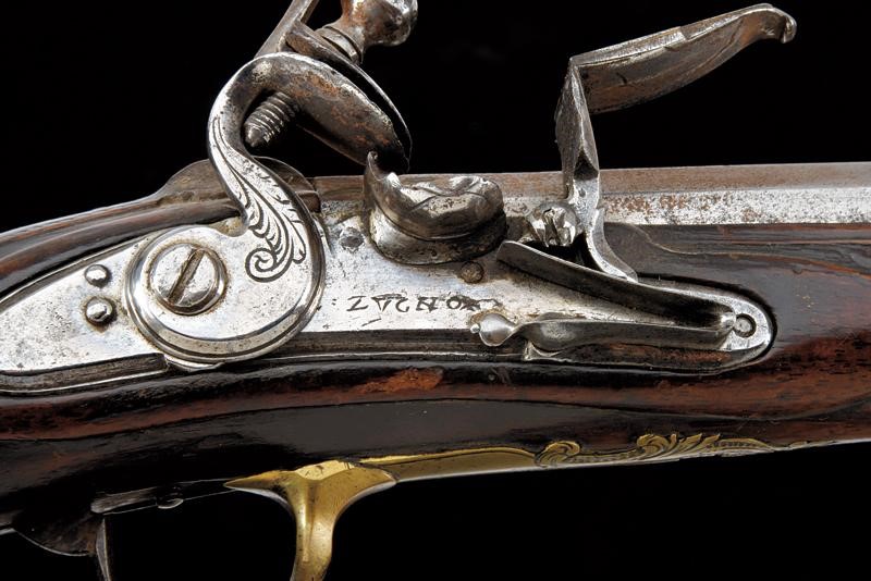 Fucile a pietra focaia da caccia, firmato L. Zugno, Brescia, fine XVIII secolo