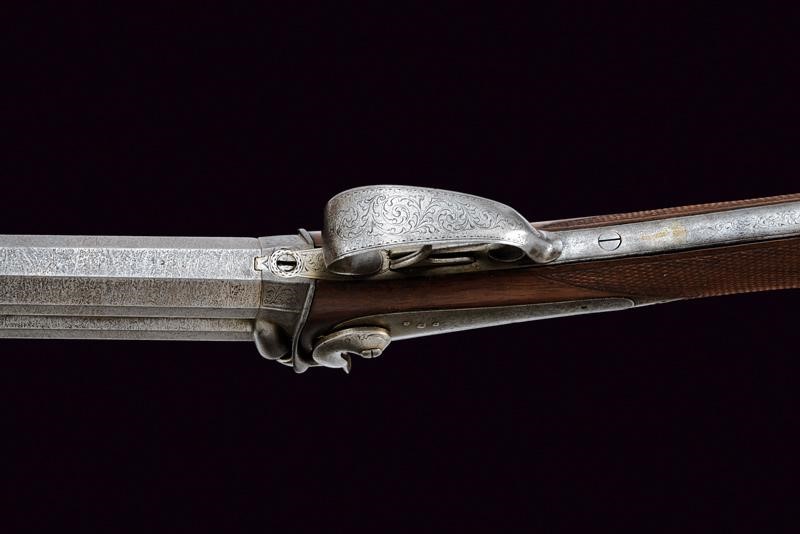 Fucile a luminello a due canne sovrapposte, Mezz'epoca XIX Secolo, lunghezza 94.5 cm