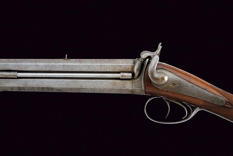 Fucile a luminello a due canne sovrapposte, Mezz'epoca XIX Secolo, lunghezza 94.5 cm