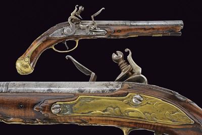 Pistola a pietra focaia, Italia, Seconda metà del XVIII secolo