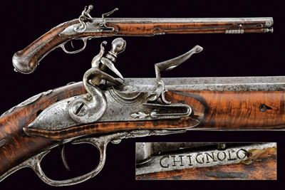 Pistola a pietra focaia, Italia settentrionale, XVII secolo