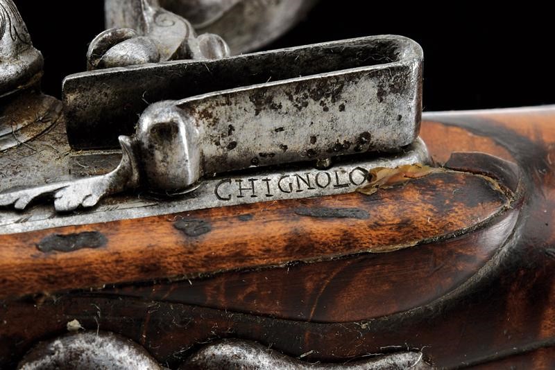 Pistola a pietra focaia, Italia settentrionale, XVII secolo