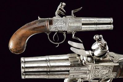 Lambert, Pistola a pietra focaia a quattro canne, Liegi, fine XVIII secolo
