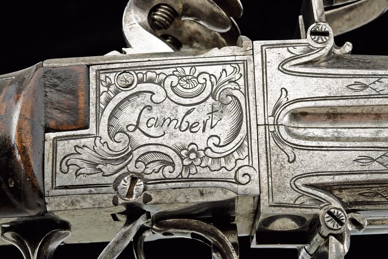 Lambert, Pistola a pietra focaia a quattro canne, Liegi, fine XVIII secolo