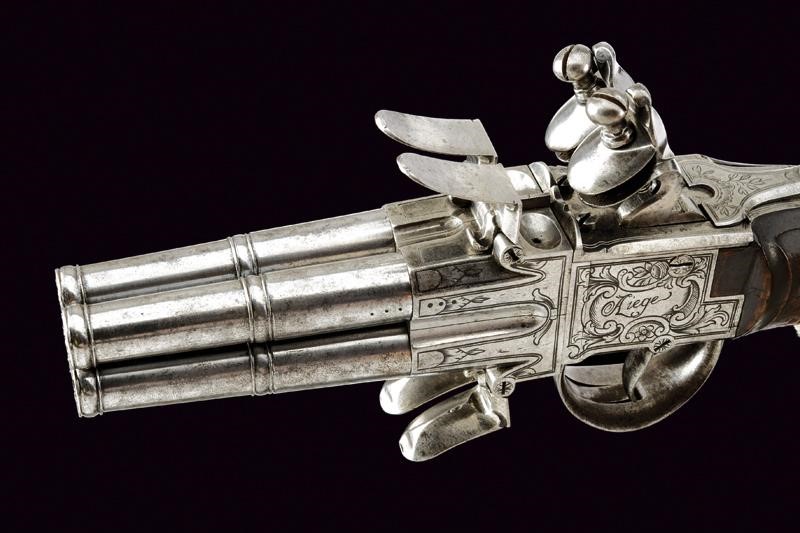 Lambert, Pistola a pietra focaia a quattro canne, Liegi, fine XVIII secolo