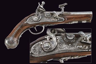 Pistola a pietra focaia da viaggio, Area Tosco-Emiliana, XVIII Secolo