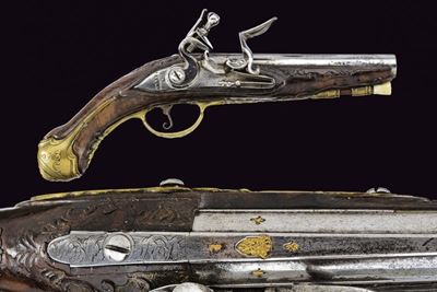 Pistola a pietra focaia da viaggio, Italia, XVIII Secolo