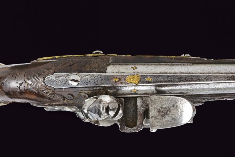 Pistola a pietra focaia da viaggio, Italia, XVIII Secolo